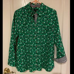 Talbots Ladybugs and Hearts XL buttondown